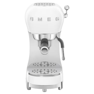 Smeg 50&#39;s Style Espresso Coffee Machine with Steam Wand ECF02WHUK, 1350 W, 1.1 L, White, Plastic, Electric
