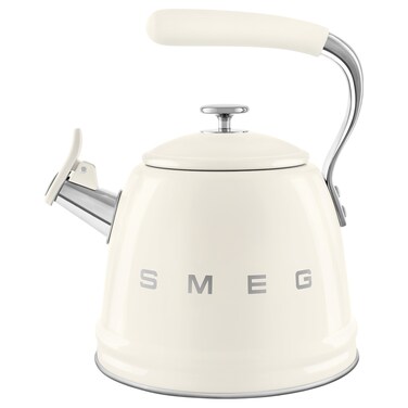 Smeg 50's Style Whistling Kettle WKF01CR, 2.3 L, Cream, Stainless Steel, Cordless
