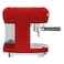 Smeg 50&#39;s Style Espresso Coffee Machine with Steam Wand ECF02RDUK, 1350 W, 1.1 L, Red, Plastic, Electric