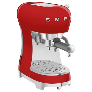 Smeg 50&#39;s Style Espresso Coffee Machine with Steam Wand ECF02RDUK, 1350 W, 1.1 L, Red, Plastic, Electric