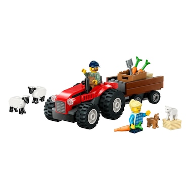 Lego City Red Farm Tractor with Trailer and Sheep Building Toy 60461