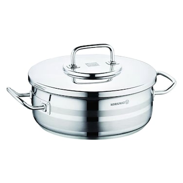 Korkmaz Astra 2, Stainless Steel Low Casserole, Induction Base, Silver, 28 cm, 6 L