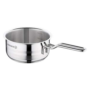Korkmaz Astra 2, Stainless Steel Saucepan, Induction Base, Silver, 14 cm, 1 L