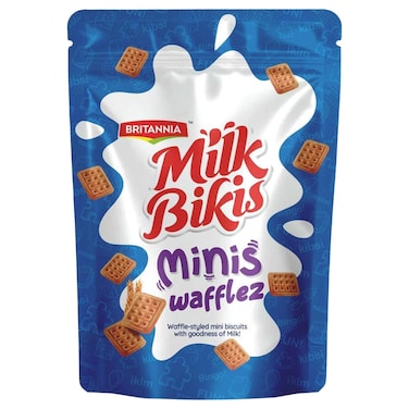 Britannia Milk Bikis Minis Wafflez Waffle-Style Biscuits, 200g