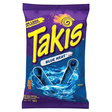 Takis Blue Heat Waves Hot Chili Pepper Flavoured Tortilla Chips, 56g