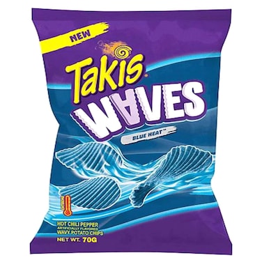 Takis Blue Heat Waves Hot Chili Pepper Flavoured Wavy Potato Chips, 70g
