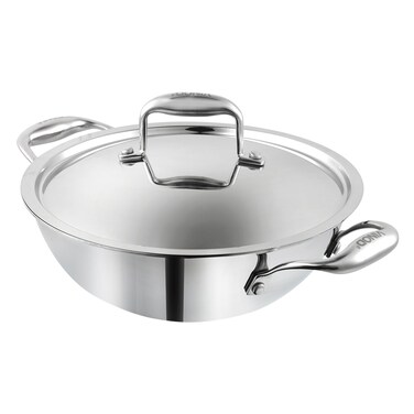 Vinod Platinum Triply, Stainless Steel and Aluminium Kadai, 28cm