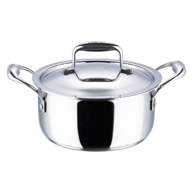 Vinod Platinum Triply, Stainless Steel and Aluminium Saucepot, 20cm
