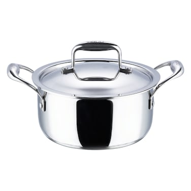Vinod Platinum Triply, Stainless Steel and Aluminium Saucepot, 24cm