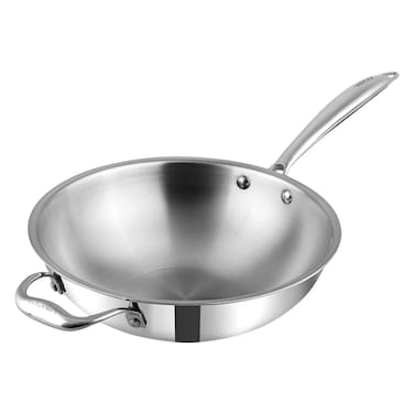Vinod Platinum Triply, Stainless Steel Wok, 26cm