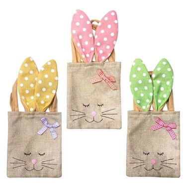 Party Magic Easter Bunny Jute Bags, Assorted, 12x15cm