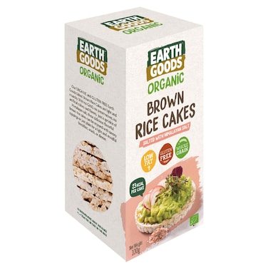 Earth Goods Low Fat Organic Brown Rice Cakes with Pink Himalayan Salt, 100g