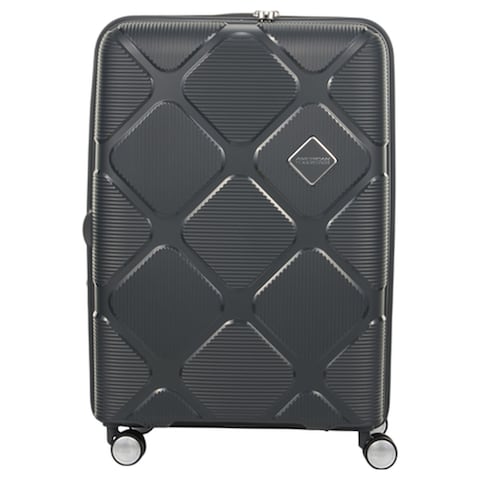 American Tourister Instagon Double Wheel Spinner Expandable GT Luggage Hard Trolley, Dark Grey, 69cm