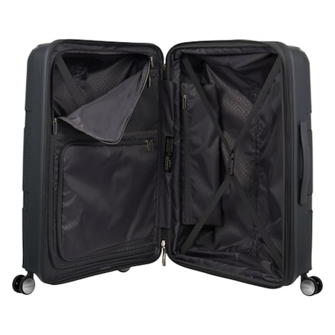 American Tourister Instagon Double Wheel Spinner Expandable GT Luggage Hard Trolley, Dark Grey, 69cm
