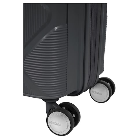 American Tourister Instagon Double Wheel Spinner Expandable GT Luggage Hard Trolley, Dark Grey, 69cm