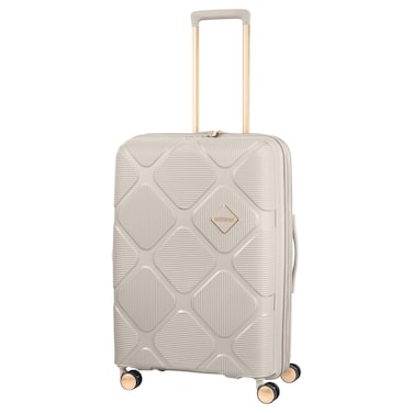 American Tourister Instagon Double Wheel Spinner Expandable GT Luggage Hard Trolley, Cream, 69cm