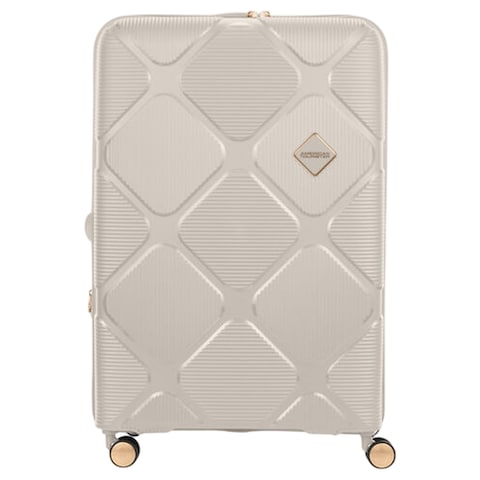 American Tourister Instagon Double Wheel Spinner Expandable GT Luggage Hard Trolley, Cream, 81cm