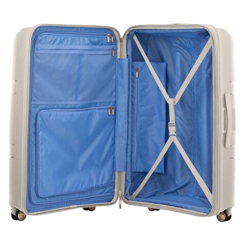 American Tourister Instagon Double Wheel Spinner Expandable GT Luggage Hard Trolley, Cream, 81cm