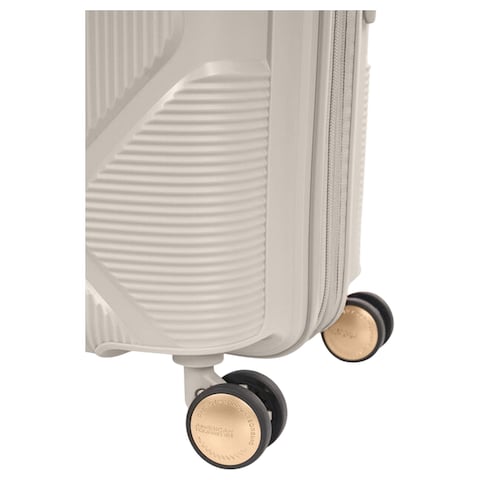 American Tourister Instagon Double Wheel Spinner Expandable GT Luggage Hard Trolley, Cream, 81cm