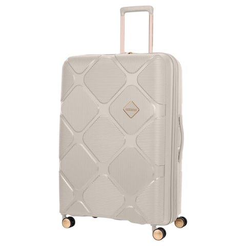 American Tourister Instagon Double Wheel Spinner Expandable GT Luggage Hard Trolley, Cream, 81cm