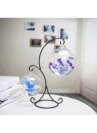 YXYXN Creative Eco Fish Tank, Hanging Transparent Betta Fish Tank, Tabletop Aquarium, Mini Goldfish Bowl With Bracket, Glass Fish Bowl for Wedding/Bar/Office,B