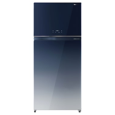 توشيبا براد بمجمد علوي GR-RT835WE-(GG)، زجاج أزرق متدرج، سعة 611 لتر، بابين