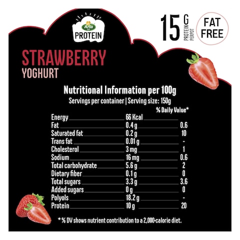 Arla Strawberry Fat Free Protein Yogurt Dessert, 150g