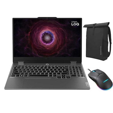 Lenovo Gaming Laptop, AMD Ryzen 5 7235HS, 24GB RAM, 512GB SSD, 15.6-Inch FHD IPS, 6GB NVIDIA GeForce RTX 3050 Graphics Card, Windows 11 Home, Luna Grey, LOQ 15ARP9 + Gaming Mouse and Case