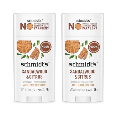 Schmidt's Aluminum Free Natural Deodorant For Women And Men, Sandalwood And Citrus With 24 Hour Odor Protection, Certified Natural, Vegan, Cruelty Free, 2.65 Oz Pack Of 2
