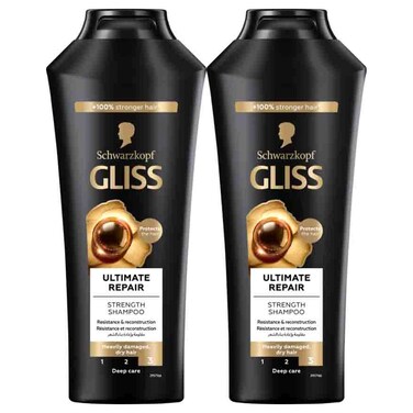 Schwarzkopf Gliss Ultimate Repair Strength Shampoo, 400ml Pack of 2