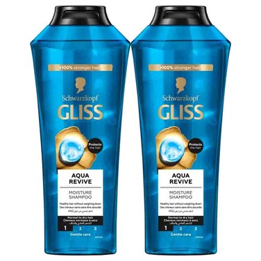 Schwarzkopf Gliss Aqua Revive Moisture Shampoo, 400ml Pack of 2
