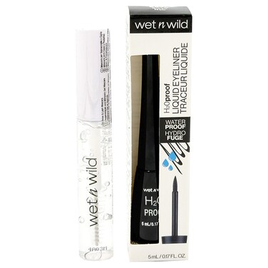 Wet n Wild H2O Proof Liquid Eyeliner, Black and Mascara, Clear Value Pack