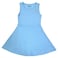 Basic and More Girls Plain Sleeveless Fit and Flare Dress, Light Blue, 3-8 Years
