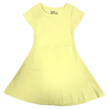 Girls Short Sleeve Plain A-Line Dress 3-8 Years, Yellow