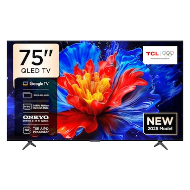 تلفزيون تي سي إل 75 بوصة 4K ألترا إتش دي، كيو إل إي دي ذكي، 75P8K، أسود