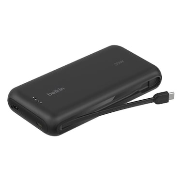 Belkin Power Bank with Built-in Charging Cable, Black, 20000 mAh, 30 W