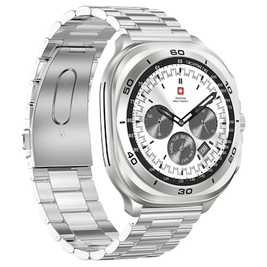 سويس ميليتري دوم 7 ساعة ذكية ، إطار فضي مع حزام معدني فضي