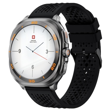 Swiss Military DOM 7 Smartwatch, Gunmetal Frame with Black Silicone Strap