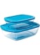 Pyrex Cook &amp; Store Rectangular Glass Roaster with Lid Set Of 2 (2.5+1.1) Liter Clear glass (9137145) Food Storage Container set,glass baking dish with lid set
