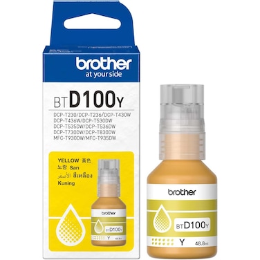 Brother BTD100 Ink Toner Cartridge Bottle, Yellow, 48.8ml