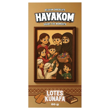 Hayakom Lotes Kunafa Milk Chocolate Bar, 80g