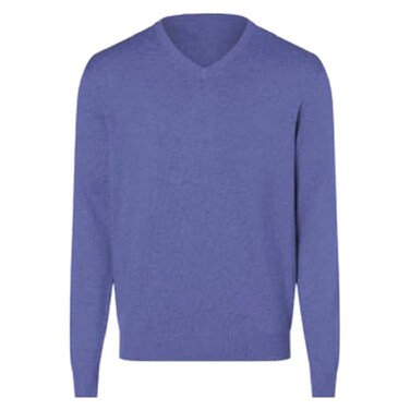 بلوفر برقبة على شكل حرف V للرجال 014C، مقاس صغير - كبير جدًا، أزرق غامق