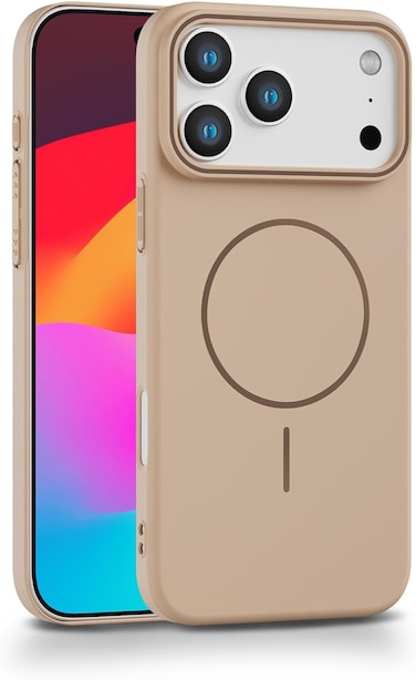 Silicone iPhone 17 Pro Max Brown Luxury Magnetic Compatible for iPhone Series &ndash; Shockproof, Slim Fit, Soft-Touch Protective Cover with Magnetic Wireless Charging Support