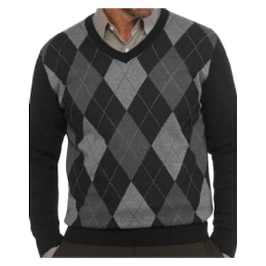 Check Pattern Full Sleeves Pullover for Men 027C, Small-Triple Extra Large, Navy Blue