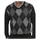 Check Pattern Full Sleeves Pullover for Men 027C, Small-Triple Extra Large, Navy Blue