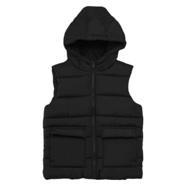 Sleeveless Jacket with Hoodie for Men 008C, Small-Triple Extra Large, Black