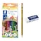Staedtler Noris Colour Pencils 185 12 PCS and Noris HB Pencil with Mars Plastic Mini Eraser