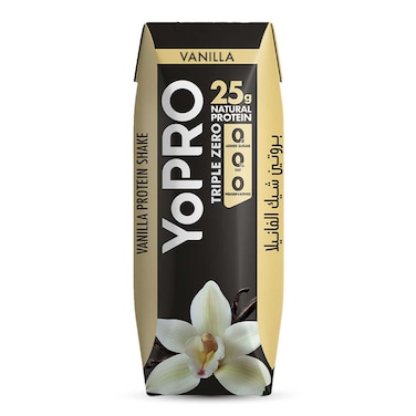 YoPro Protein Shake, UHT Milk, Vanilla Flavoured High Protein Milk, Fat Free Milk, 250ml