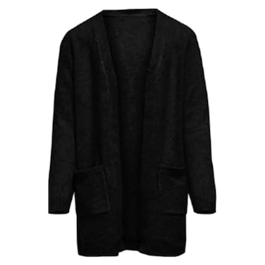 Long Cardigan with Pocket for Women, Extra Small-Double Extra Large, Black