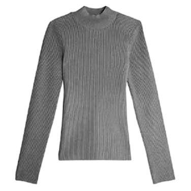 Knit High Neck Pullover for Women, Extra Small-Double Extra Large, Dark Grey